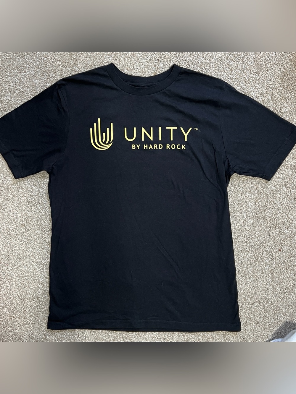 Hard Rock Unity Black T‑Shirt with Yellow Logo Size Medium NWOT